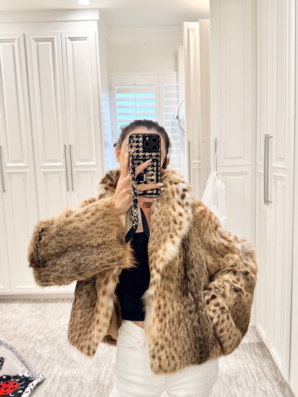 NWOT Luxury American Lynx Fur Coat Spotted Shawl Collar NOT Sable Chinchilla